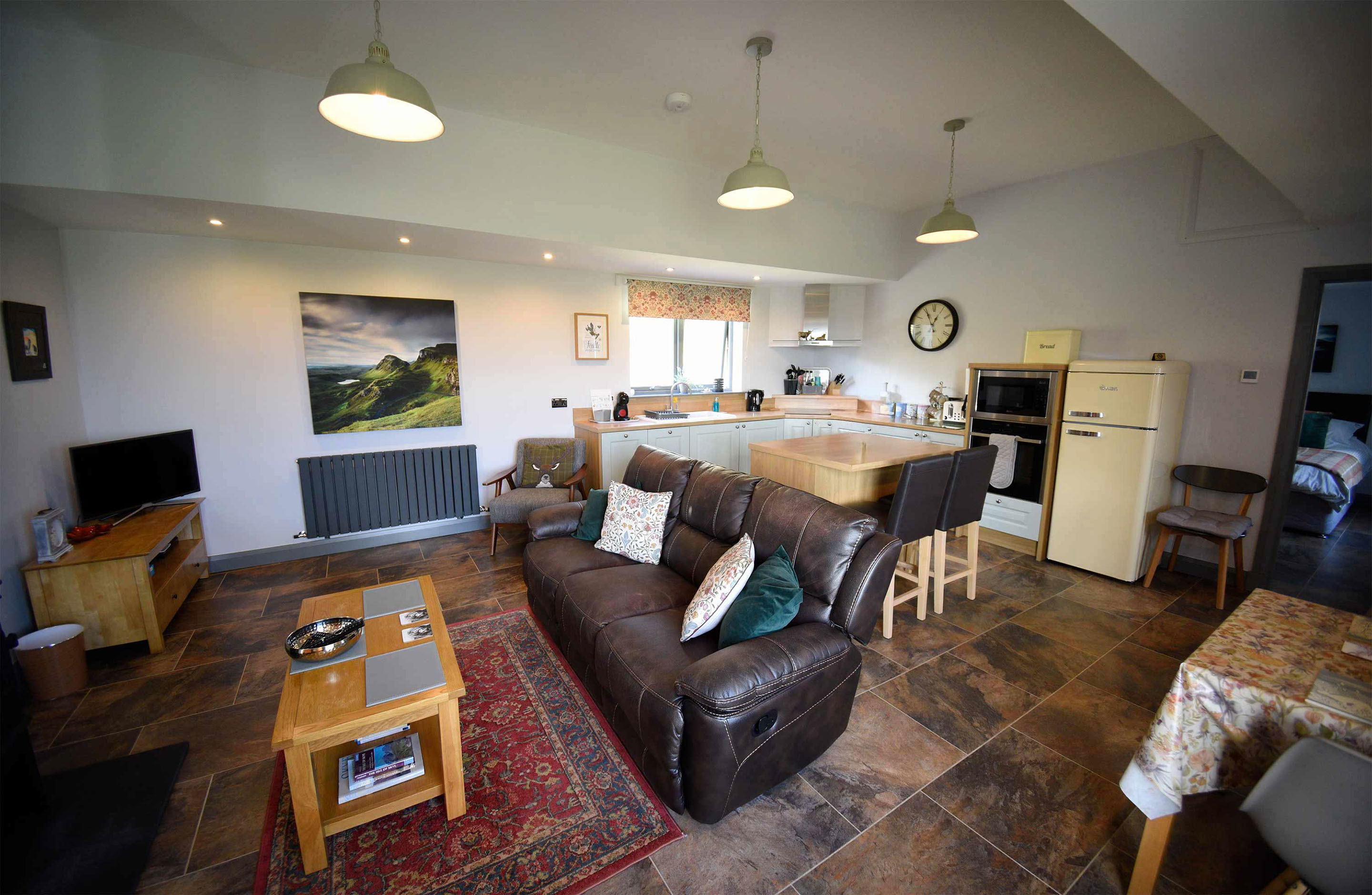 Brogaig Cottages have an open plan design and offer sea views of the Isle of Skye