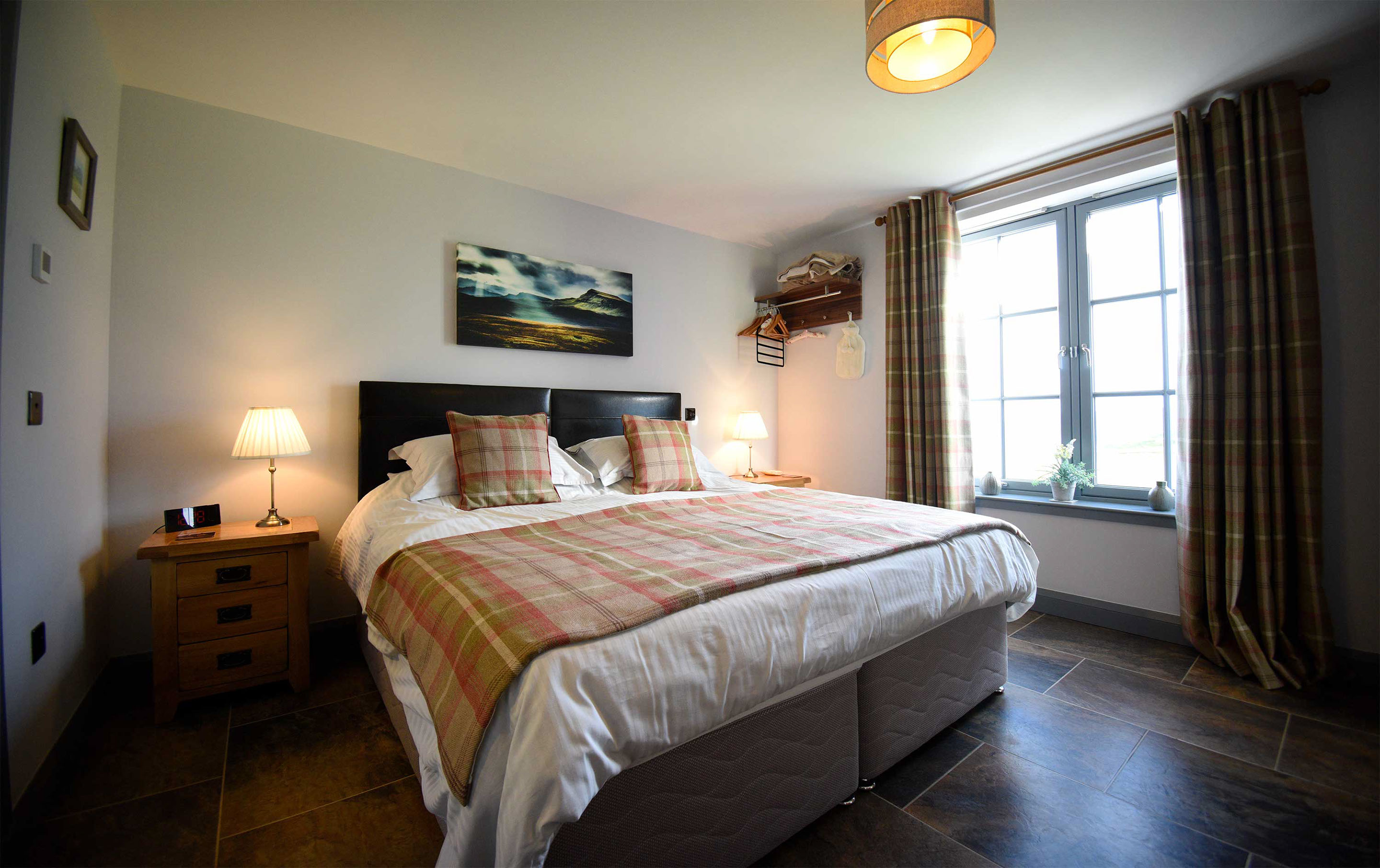Brogaig Cottages contain Super King Sized Double beds with sea views