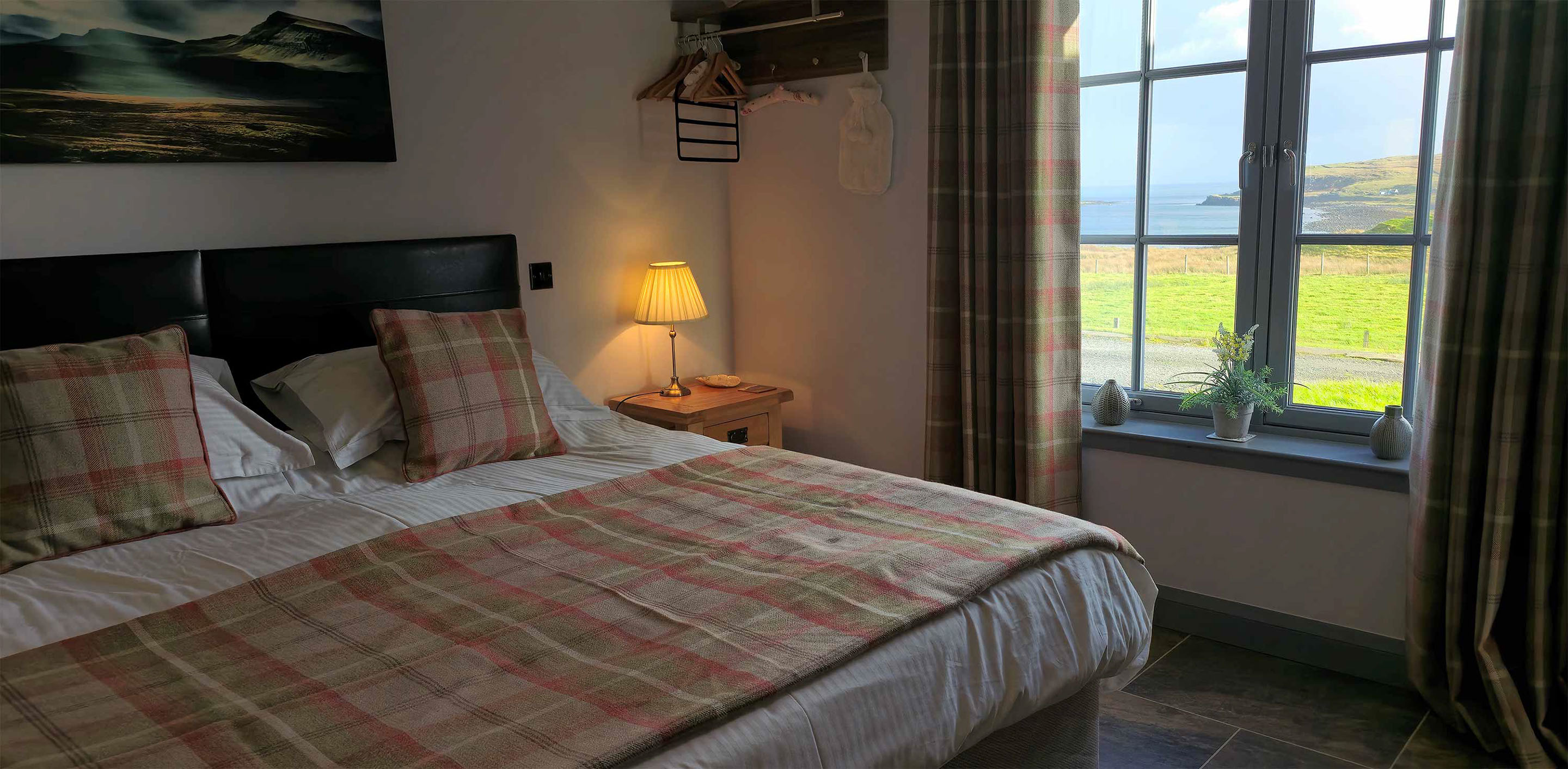 Enjoy sea views from our bedroom windows at Brogaig Cottages on the Isle of Skye